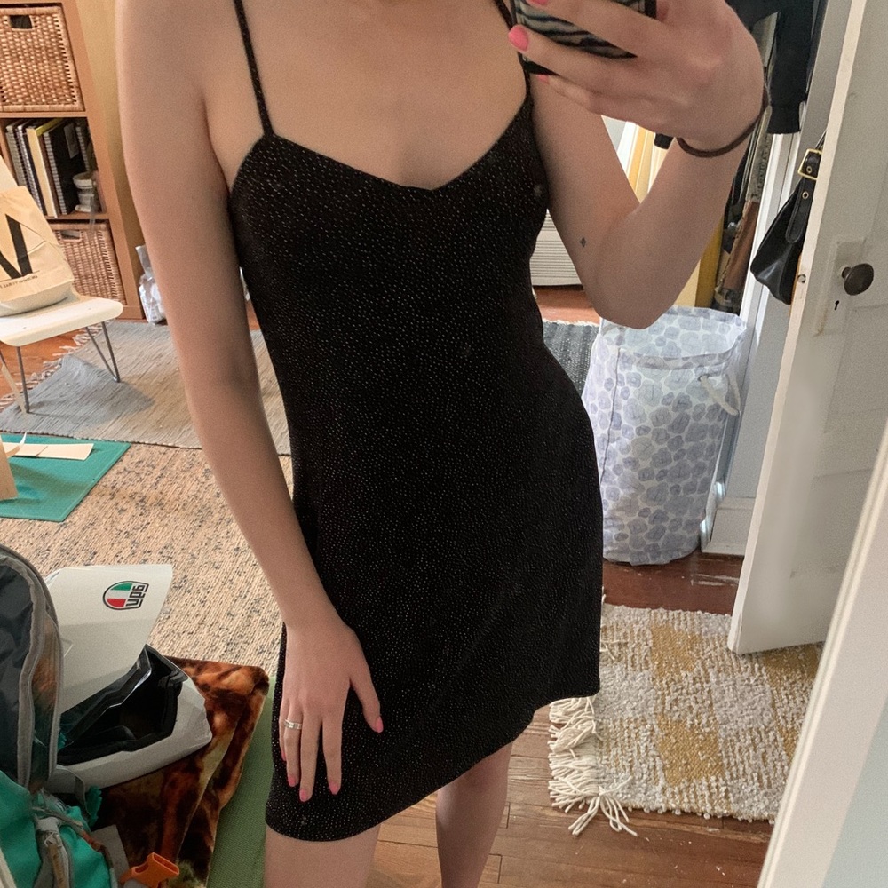 Vintage Black mini dress with silver detail